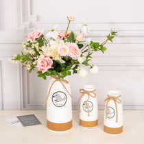 New small fresh hemp rope butterfly knot Nordic art and wind small bird white ceramic vase Home Decorative Pendulum