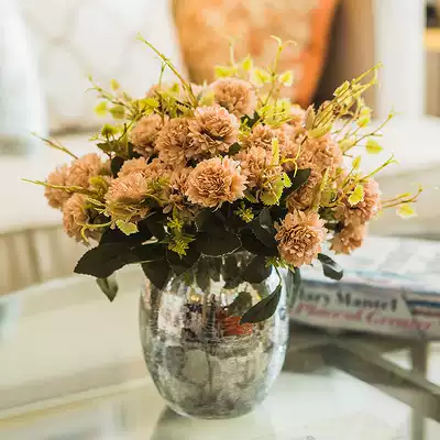 Simulation floral Phoenix ball silk flower finished set glass flower model room decoration living room home soft decoration