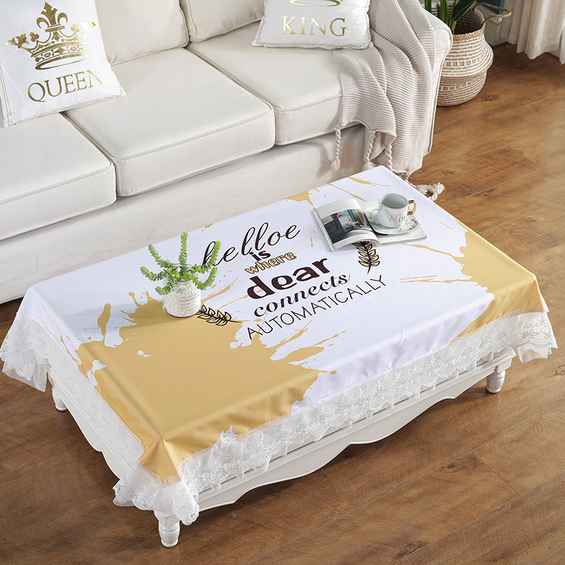 Modern minimalist tea table cloth table buds lace rectangular living room home dust-proof cushion cloth art tea table cushion hood ins