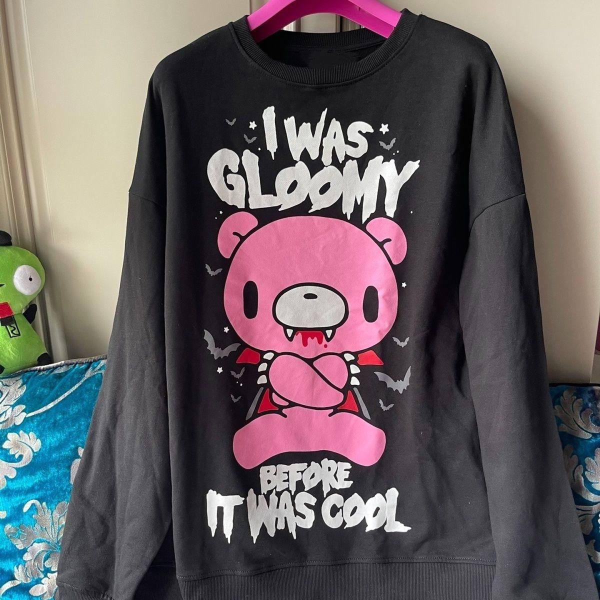 Subculture Blood Powder Violent Bear Vampire Outfit Print Loose Long Sleeve Crew Neck Sweatshirt Top Harajuku Shibuya