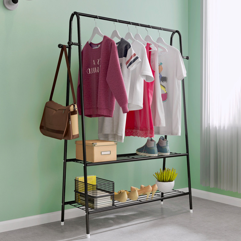 Drying rack floor bedroom hanger rack easy room folding cool clothes rack single rod balcony cap rack