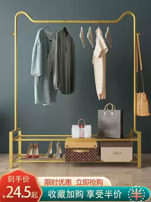 Light luxury clothes rack Household clothes rack Floor-to-ceiling bedroom clothes rack folding storage simple dormitory clothes drying single pole