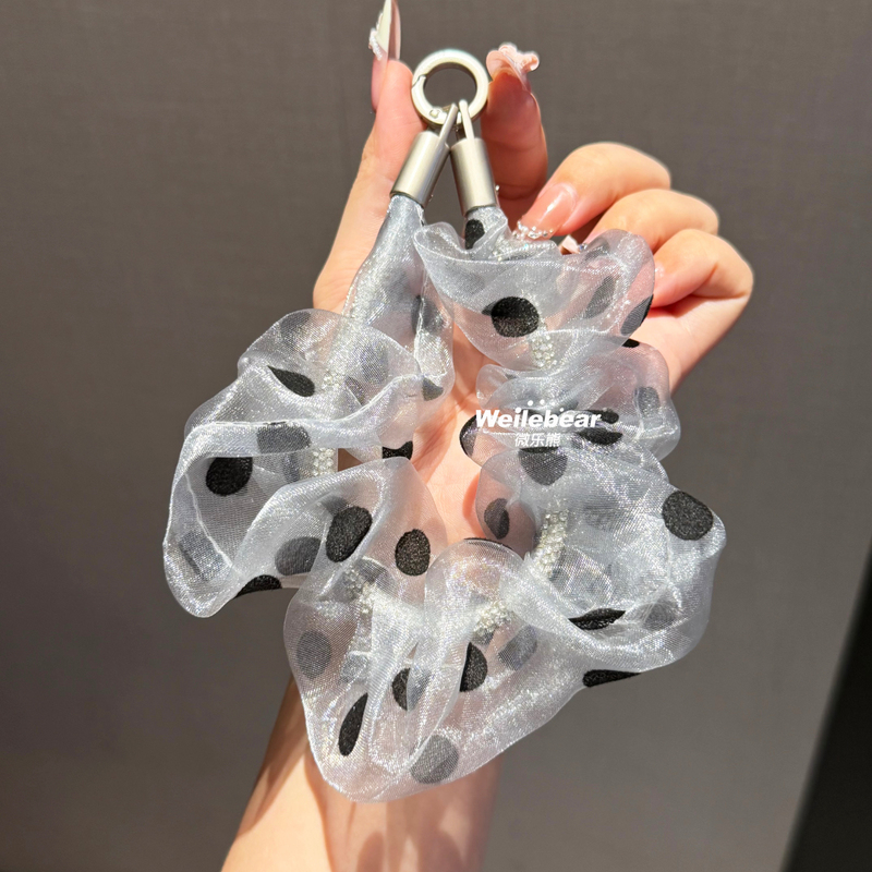 French Retro Polka Dot Mesh Phone Lanyard Short Wrist Strap with Rhinestone Core Versatile Anti-Lost Phone Chain French Retro Polka Dot Mesh Phone Lanyard Short Wrist Strap with Rhinestone Core Versatile Anti-Lost Phone Chain
