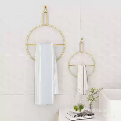 Light luxury towel ring round towel non-hole golden hand towel rack bathroom Nordic simple towel ring hanging ring