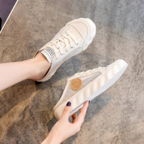 Baotou Half slippers women Summer outwear 2022 Summer new fashion small white single shoes without heel sloth sandals