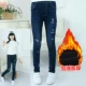 Mẫu quần mùa thu đông 2018 dành cho trẻ em quần jeans nữ trong quần nữ mùa thu đông và quần legging nhung quần dài cho bé gái