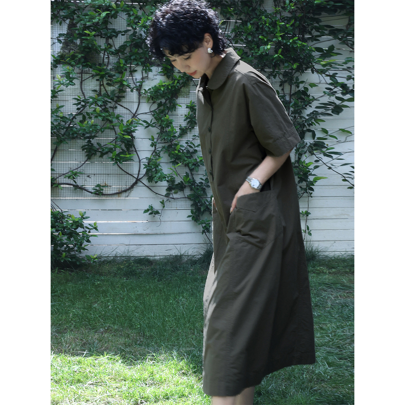 Tt Designer [Timeless Vintage] Doll Collar Loose Plus Size Short Sleeve Shirt Dress for Women Summer 2026 New Style