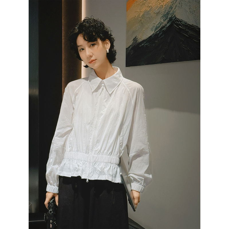 Tt Designer [Light and Shadow] Sports and Leisure Sun Protection Thin Short Jacket for Women Petite Shirt Spring New Style