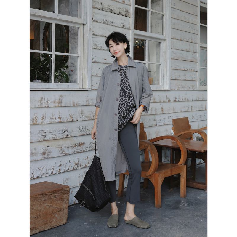 Tt Designer [Glimpse of Light] 100% Nylon Japanese Style Lightweight Mid-Length Sun Protection Jacket Women's Oversized Trench Coat