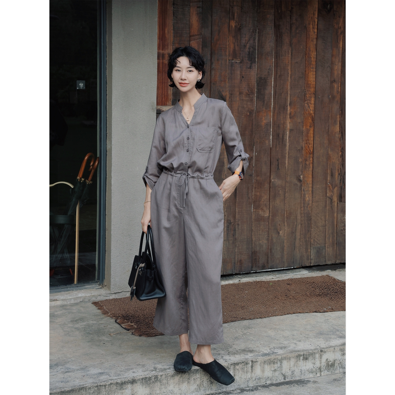 Tt Designer [Midsummer Glow] Light Luxury High-End Linen Jumpsuit Women's Summer Jumpsuit 2026 New Style
