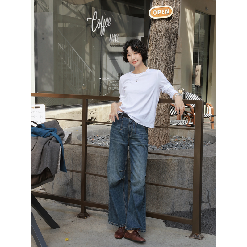 Tt Designer [Yunyou] 100% Pima Cotton Long Sleeve T-Shirt for Women, Autumn Loose Fit, Skin-Friendly Base Layer Top