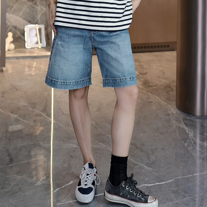 Tt Designer [Worry-Free] Fashionable and Stylish Washed Casual Straight-Leg Denim Shorts for Women Trendy Summer 2026 New Model
