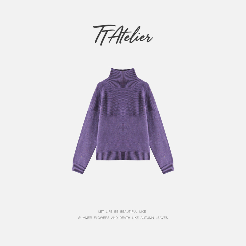 Clearance Sale Tt Designer【Warm Sunshine】100% Wool Half-Turtleneck Thick Sweater Winter Long Sleeve