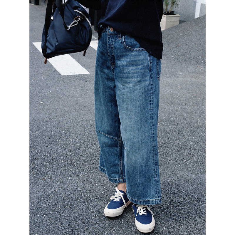 Tt Designer [Tidal Denim] Retro Trendy Versatile Nine-Point Straight Casual Jeans for Women, New Spring Collection