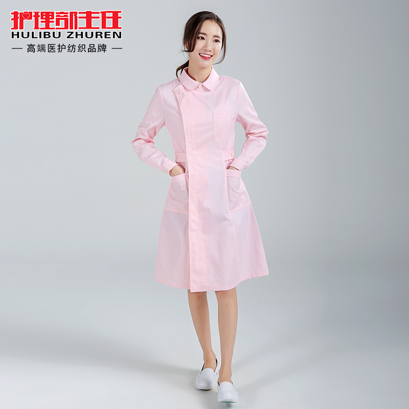 Nurse clothing long-sleeved autumn thick female side lace pink white green slim beauty pharmacy dental work clothes