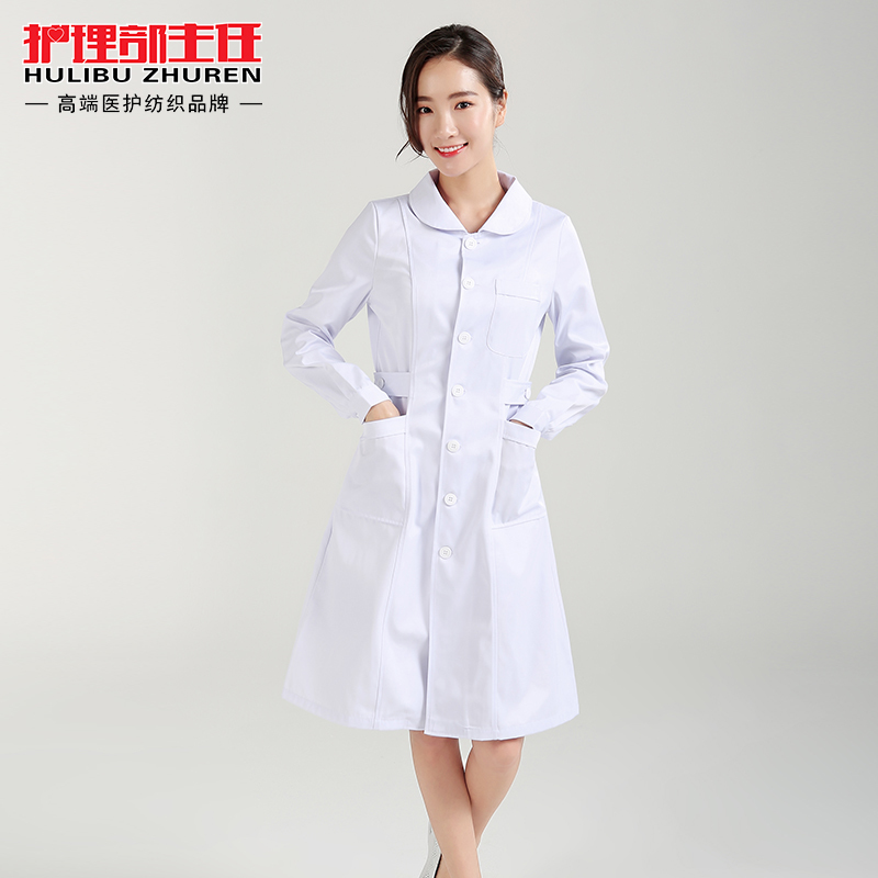 Nurse clothing long-sleeved women's spring and summer gown doctor clothing white blue pink doll collar medical work clothes for many occasions