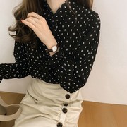 Dài tay loose-fitting Bow sang trọng Port-hương Lên trên Tide 2020 mùa xuân dress New Han Fanbo Point voan áo sơ mi nữ