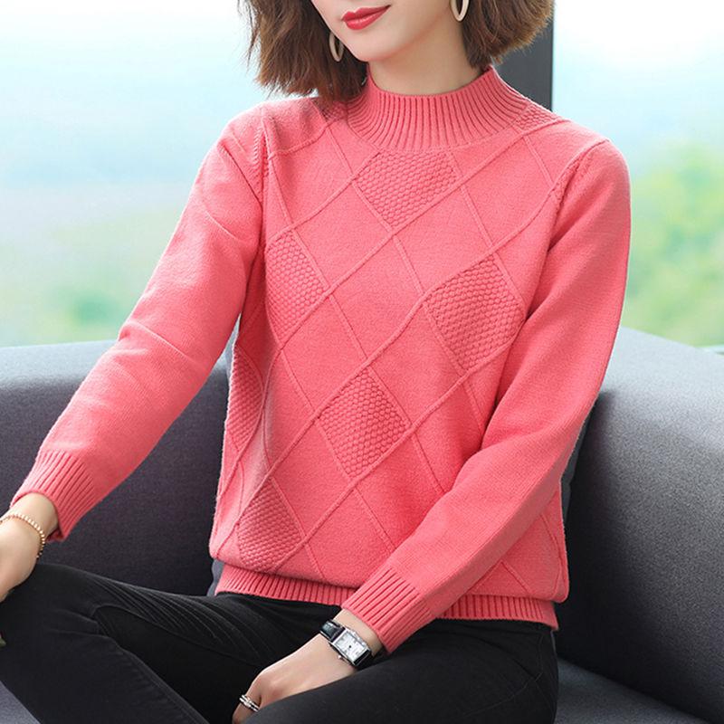 phụ nữ thời trang cashmere dệt kim của mùa thu / mùa đông mới lỏng len áo len cổ áo bán cao đáy phụ nữ áo len dày