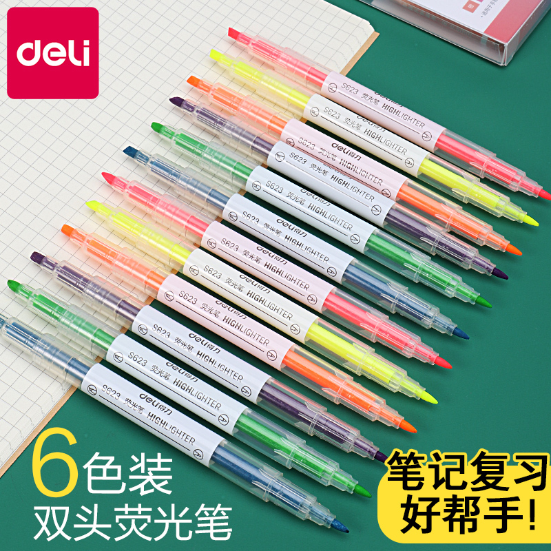 The 6 - color double - head flavor flavor flashy flashy flashy pen marker pen for student college examination examination crude special pen endorsement marked artifacts children flashing silver fluorescent pen