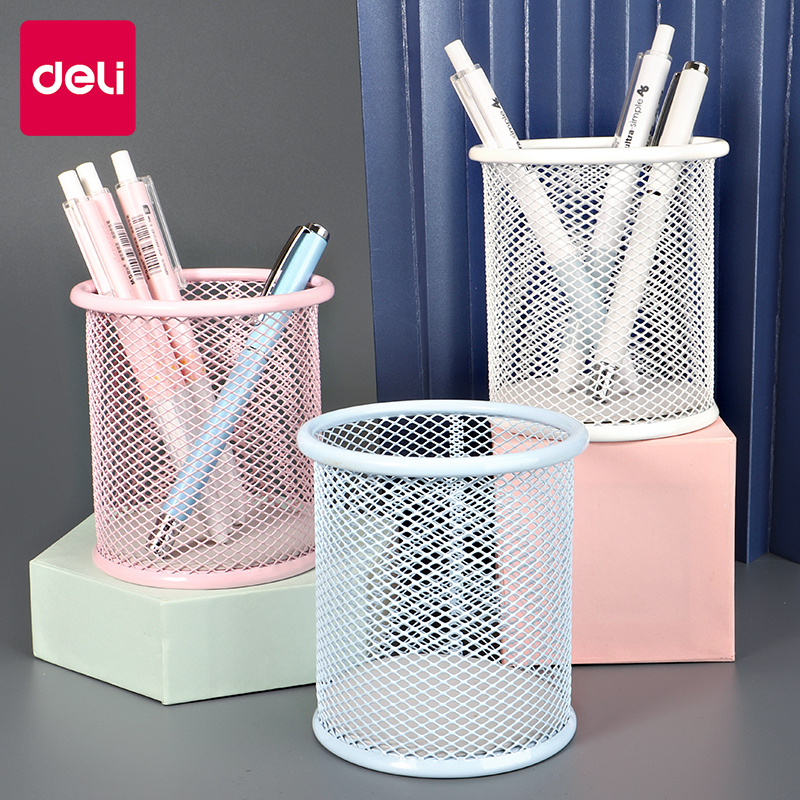 Powerful pen holder square office pen holder round metal mesh storage pen holder fashion simple multi-function pen holder student multi-function large-capacity Nordic personality simple desktop ornaments