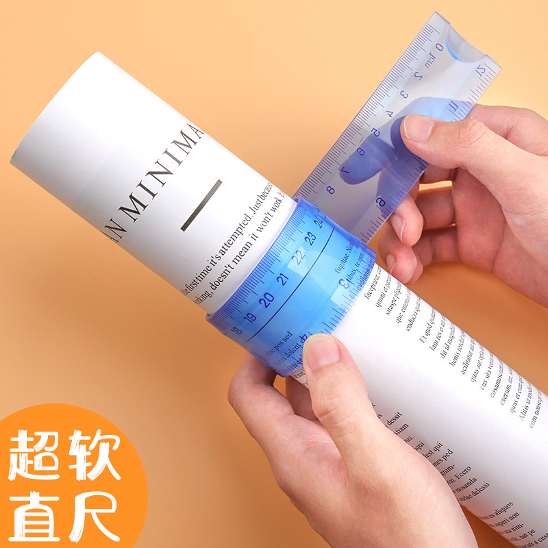 Able soft ruler Candy Color 15cm Ruler Student Ruler Bendable Mini Soft Ruler Drawing 30cm Children Students with stationery cute and creative multifunctional folding plastic 20cm long ruler