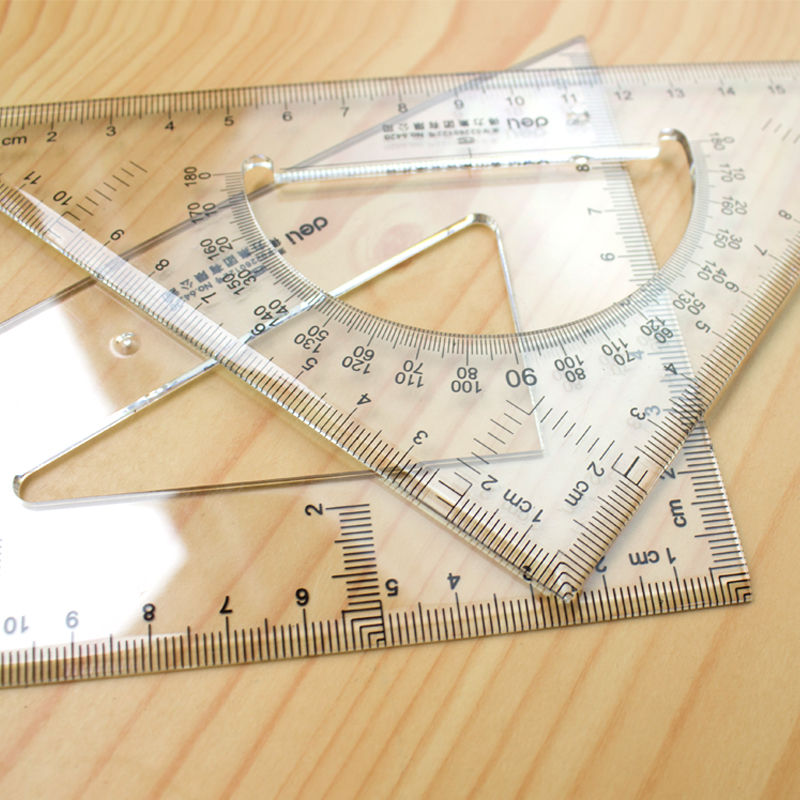 Able Drawing Tool Stencil Ruler Teaching Triangle Plate Suit Student Ruler stationery minimalist plastic transparent sleeve ruler