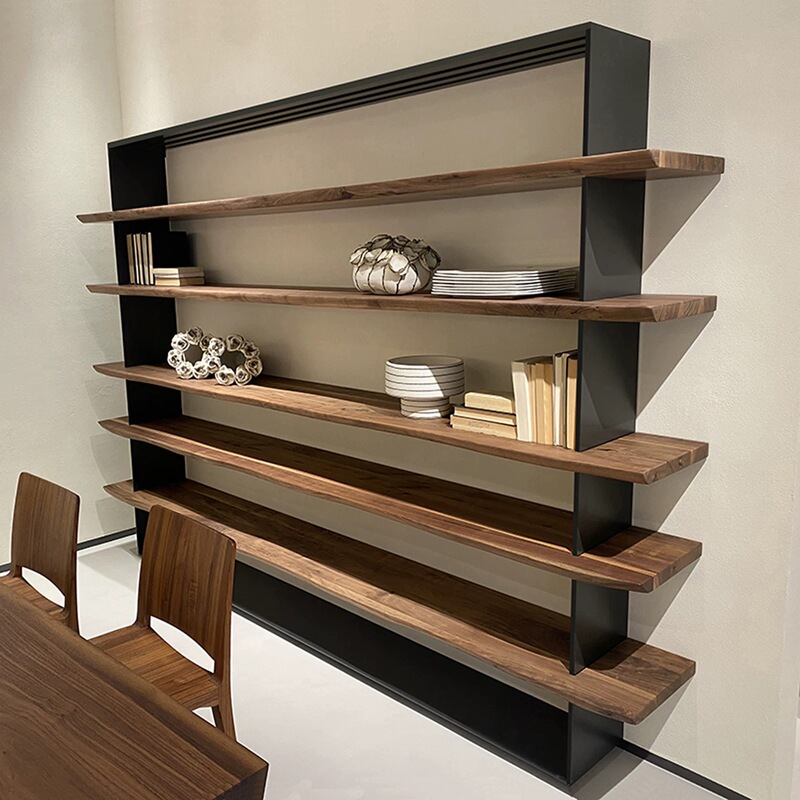 Nordic Solid Wood Bookshelf, Natural Wood, Full Wall, Simple Industrial Retro Office Display Rack, Display Shelf, Floor-Standing Storage Rack Nordic Solid Wood Bookshelf, Natural Wood, Full Wall, Simple Industrial Retro Office Display Rack, Display Shelf, Floor-Standing Storage Rack