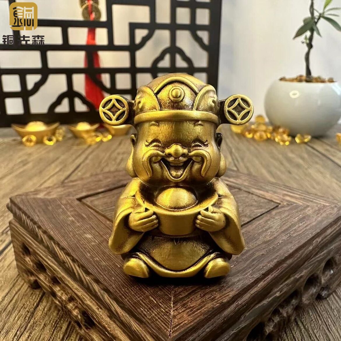 Total Copper Property Lord Swing Piece Five Road Chaeity Home Living Room Office's Living Room Office Store to put bronze Yuan Baochaan God Handicraft-Taobao