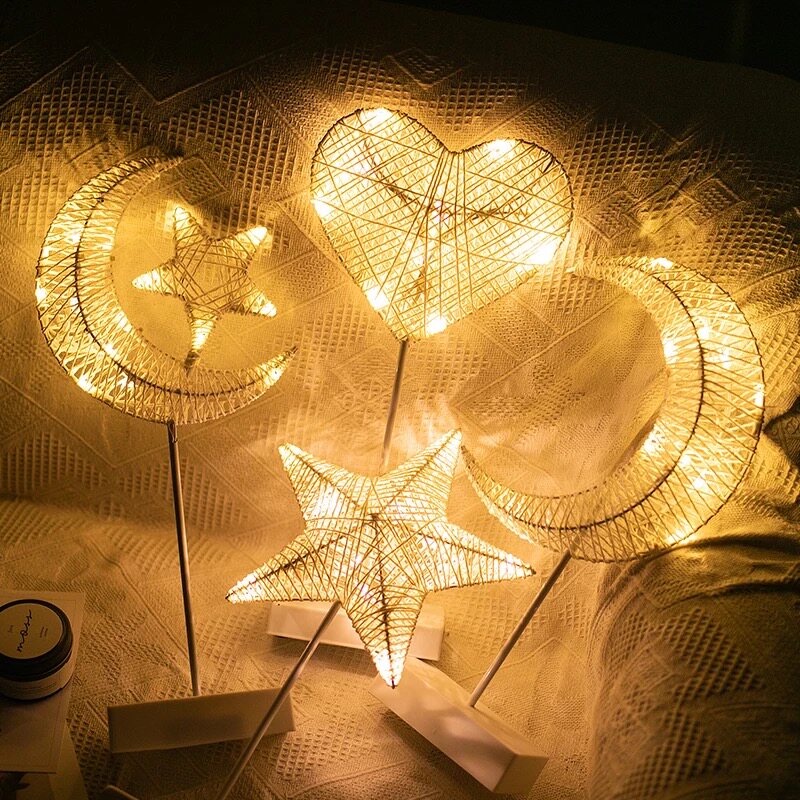 Star table lamp Night lamp Lantern Room Dormitory Soft girl girl heart decoration decoration lamp Handmade love lamp ins