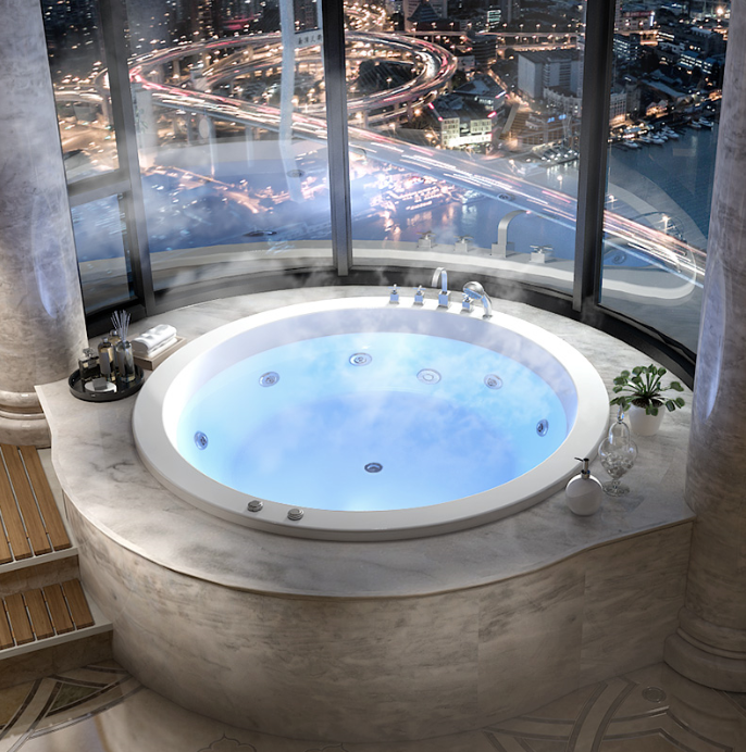 Embedded round bathtub single double surf massage intelligent thermostatic heating tub acrylic 1 m -2 m