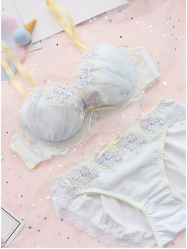 Японский тонкий бюстгалтер, милый поддерживающий комплект, комфортное сексуальное нижнее белье