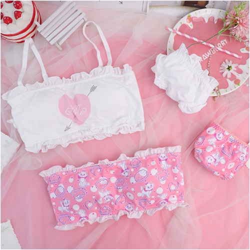 Милый японский бюстгальтер без косточек, топ без лямок, комфортный бюстгалтер, комплект, нижнее белье