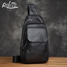 Rolenz high-end luxury brand top layer cowhide casual minimalist men's chest bag, single shoulder crossbody bag, small backpack