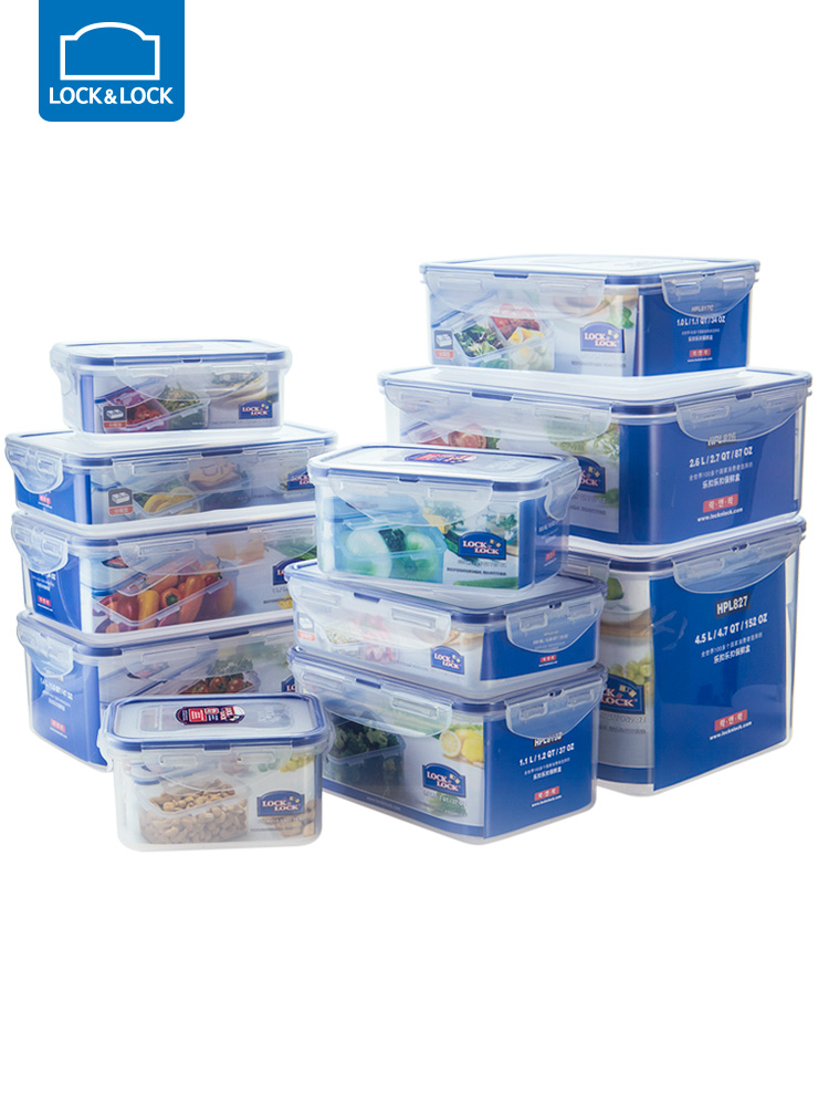 Lock lock flagship store Plastic preservation box Rectangular partition sealed storage lunch box Microwave oven refrigerator lunch box