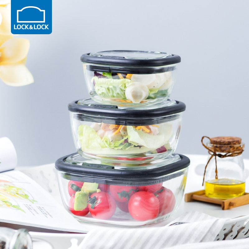 Music Buckle Legbuckle Glass Refreshing box Heat resistant fruit containing cartridge lid rectangular frozen food box Home Refrigerator
