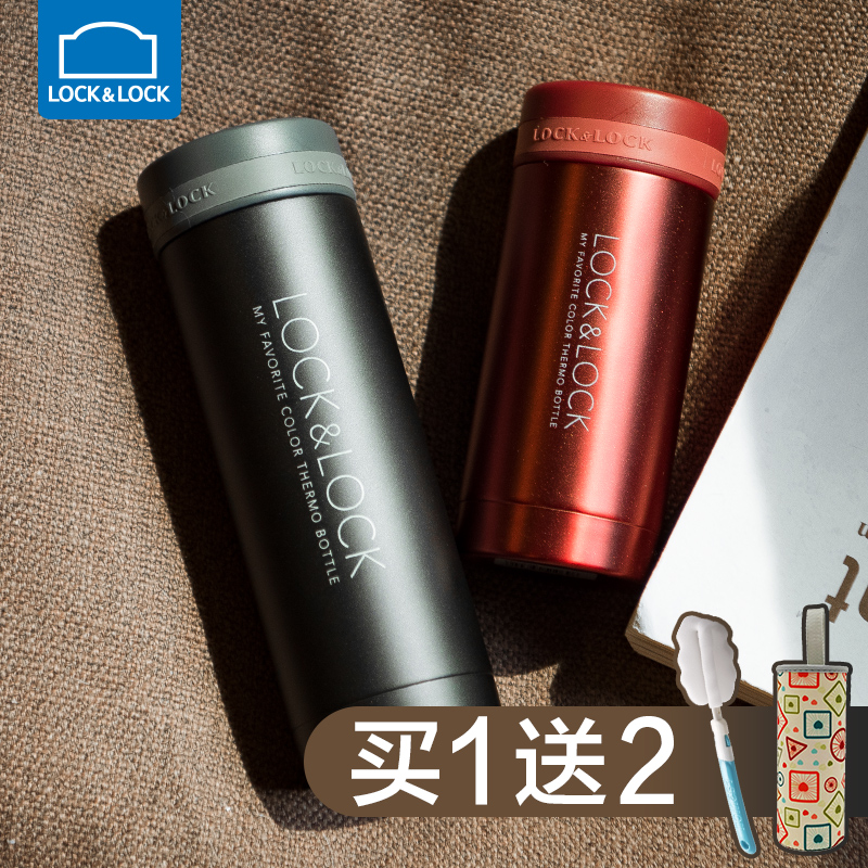 Lock lock flagship store Thermos cup female cute portable vacuum stainless steel water cup Mini light cup