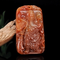 Finely carved Yunnan Huanglong Jade Guan Gong pendant mens necklace Jade brand Guan Erye Wu Caishen pendant mens domineering