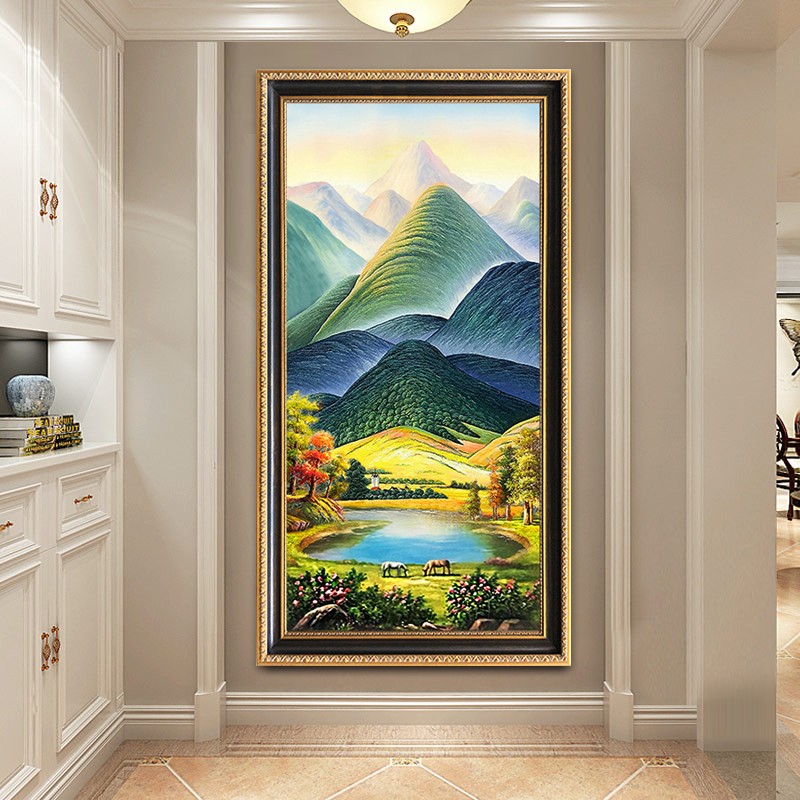 Handpainted painting masonry decoration painting inward corridor hanging painting American vertical mural landscape giant mountain