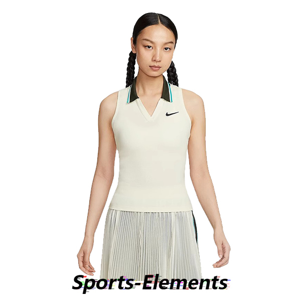 Nike Women's Sports Casual Breathable and Comfortable Polo Collar Tennis Vest Sleeveless T-Shirt Fz6753-110
