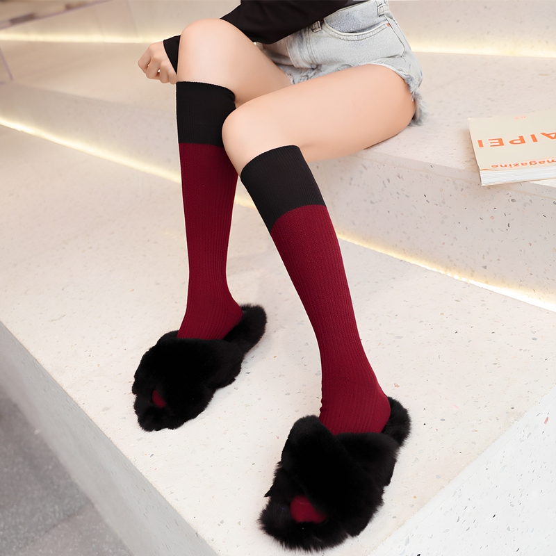 Color-Blocked Calf Socks, Colorful Long Socks for Women, Autumn and Winter Japanese Style Jk Mid-Calf Socks, Versatile Street Knee-High Socks ins Trendy