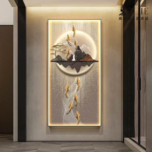 Jiuyu Picture Entrough Decorative Painting Вертикальная версия ландшафта светодиодного фонаря, роспись для оленей Waterfu New китайский проход в стиле коридора висящая живопись