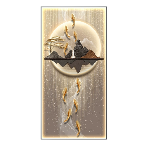 Jiuyu Picture Entrough Decorative Painting Вертикальная версия ландшафта светодиодного фонаря, роспись для оленей Waterfu New китайский проход в стиле коридора висящая живопись