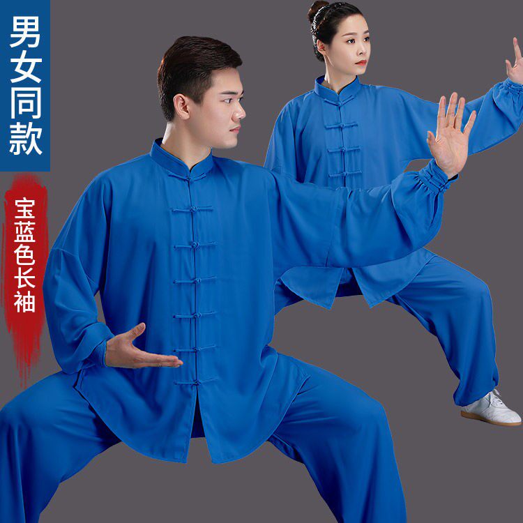 Spring and Autumn's new practice martial arts clothing Chinese style Taijiquan clothing middle-aged and elderly short-sleeved cotton suits plus silk clothing for men and women