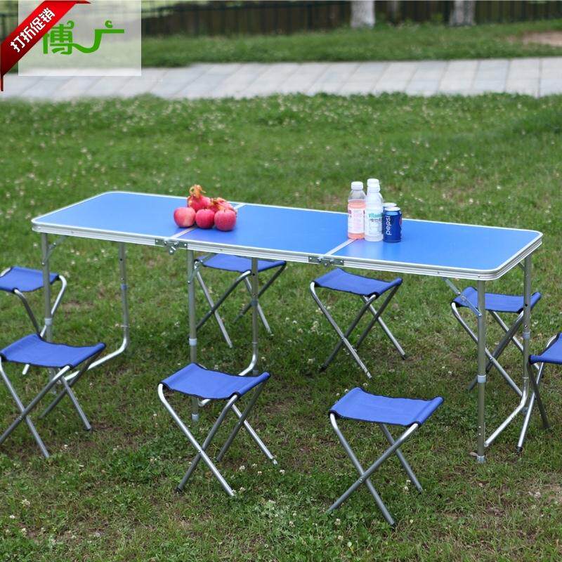Lengthened 1 8 meters outdoor folding table and chair Aluminum alloy portable booth publicity booth simple dining table