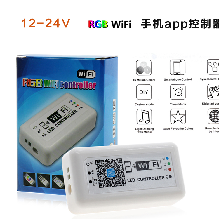 wifi intelligent controller APP Seven colour discoloration LED light with 5050RGB soft light strip low pressure 12V car decoration