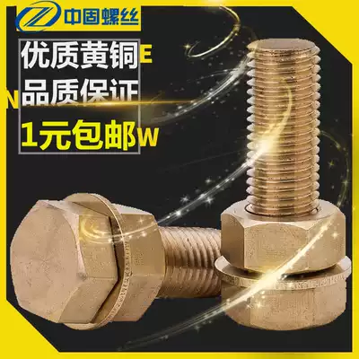 Copper Screw Nut Flat Pad Set External Hexagon Screw Hexagon Bolt Screw Set Screw M6M8M10M12
