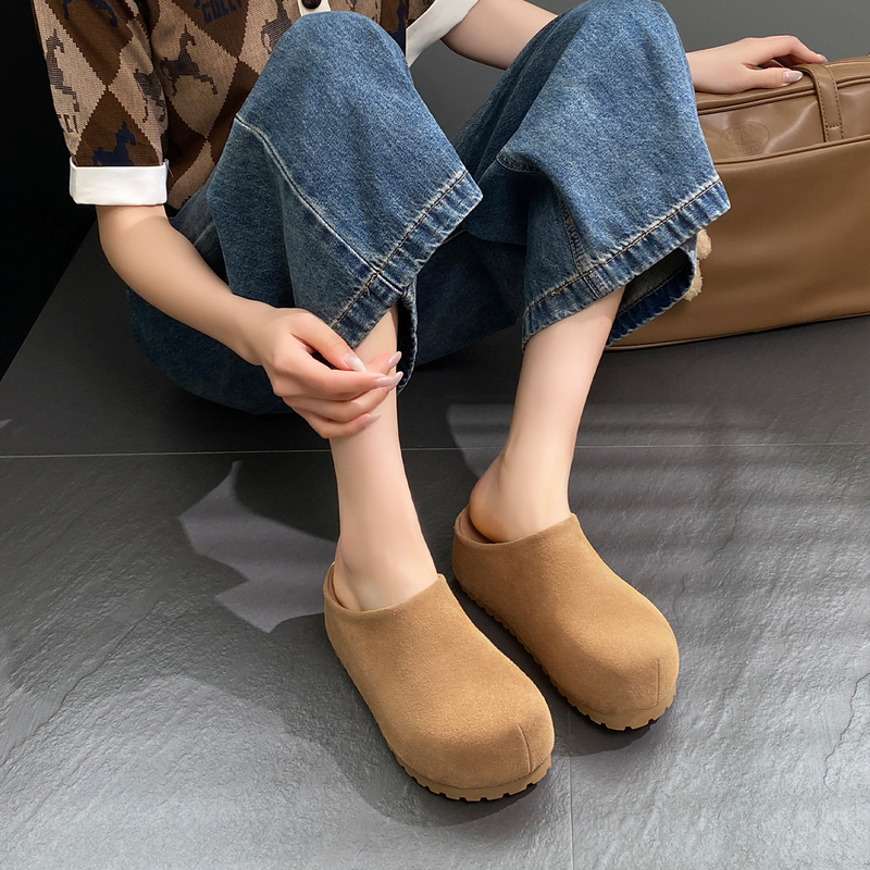 7cm Birkenstock Shoes for Women 2026 Spring and Autumn New Style Closed-Toe Slip-On Platform Height-Increasing Outdoor Slippers Birkenstock Shoes