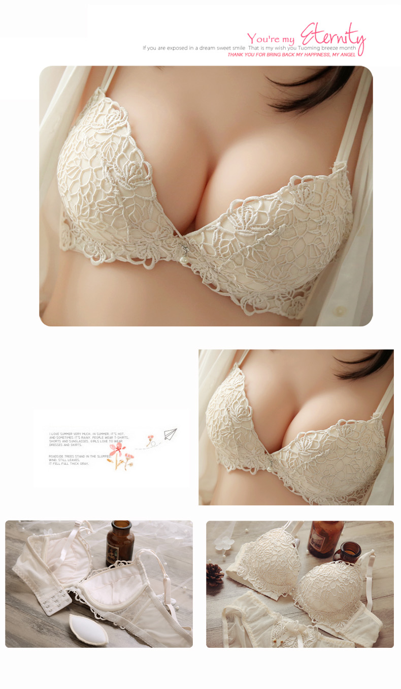 [Gửi đồ lót] có hoặc không có vành dày thêu ren nhỏ ngực ngực tập hợp điều chỉnh bộ đồ lót áo ngực đồ lót nữ cao cấp