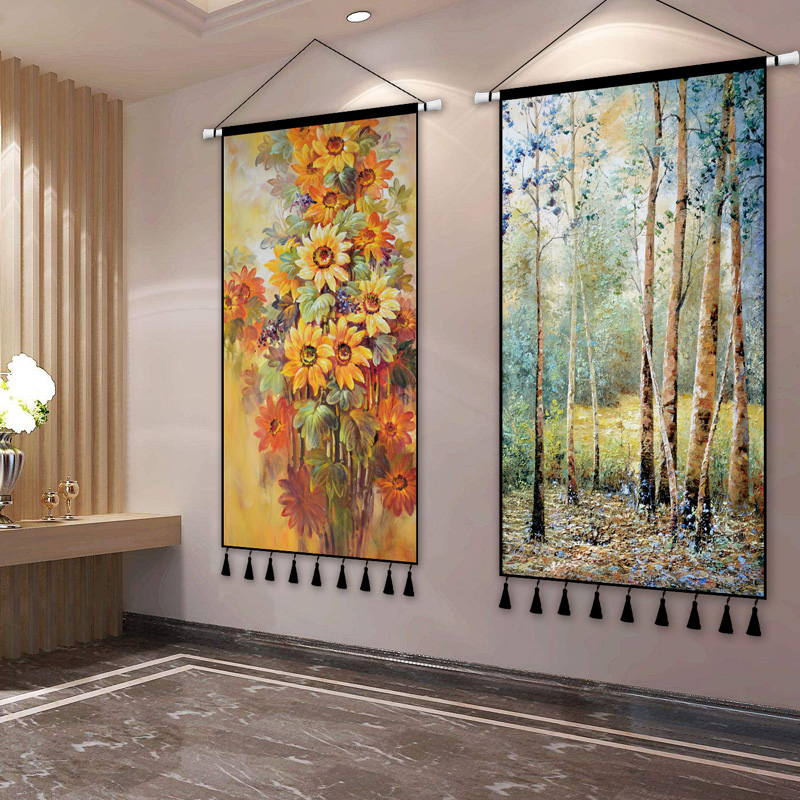 Hanging canvas art Nordic Tapestry Hanging cloth Living room entrance decorative painting Vertical version of the large meter box blocking cloth Painting hanging cloth