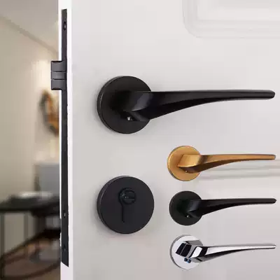 German Seiko black door lock American indoor door lock solid handle lock yellow bronze bedroom mute two-piece Lock